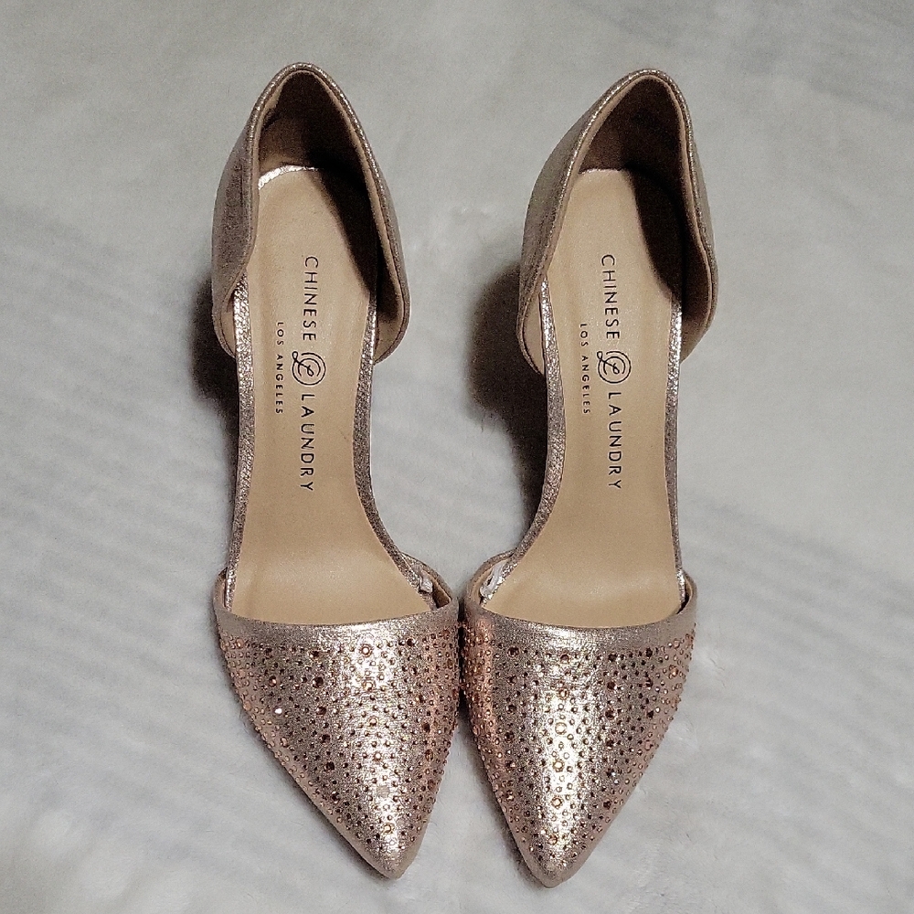 ✨️✨️Chinese Laundry Women's Sparkling Gold Heels Sz 8